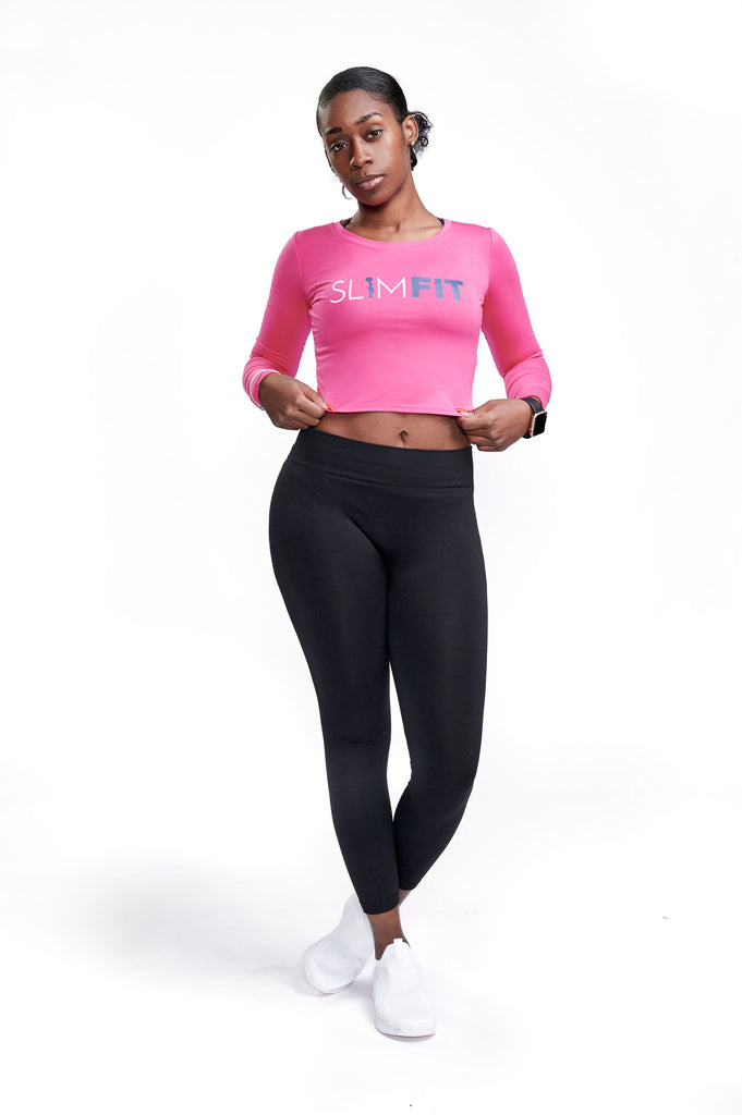 Hot Pink Long Sleeve Crop Top